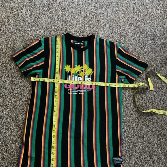 Reason Men's Multicolor Striped 'Life Is Good' T-Shirt – Size M - Picture 6 of 9